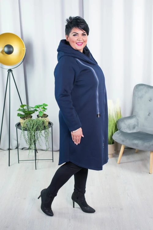 Płaszcz Dresowy granatowy Plus Size duże rozmiary 44 46 48 50 52 54
