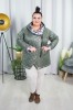 Wiosenna Kurtka z kwiecistym wnętrzem NENSI khaki Plus Size 44-54