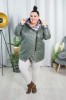 Wiosenna Kurtka z kwiecistym wnętrzem NENSI khaki Plus Size 44-54