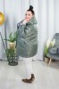 Wiosenna Kurtka z kwiecistym wnętrzem NENSI khaki Plus Size 44-54