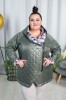 Wiosenna Kurtka z kwiecistym wnętrzem NENSI khaki Plus Size 44-54