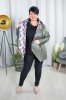 Wiosenna Kurtka z kwiecistym wnętrzem NENSI khaki Plus Size 44-54
