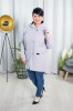 Wiosenny Płaszcz Oversize z Bukli siwy Plus Size 44-56