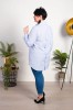 Długa Koszula z guzikami na plecach JOY granatowa wzorek Plus Size 46-52