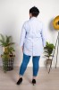 Długa Koszula z guzikami na plecach JOY granatowa wzorek Plus Size 46-52