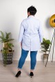 Długa Koszula z guzikami na plecach JOY granatowa wzorek Plus Size 46-52