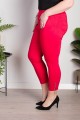 Spodnie 7/8 MIKSA z zipem czerwone Plus Size 42-58