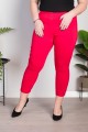 Spodnie 7/8 MIKSA z zipem czerwone Plus Size 42-58