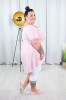 T-shirt trapezowy z długim tyłem MIRANDA pudrowy Plus Size 44/52