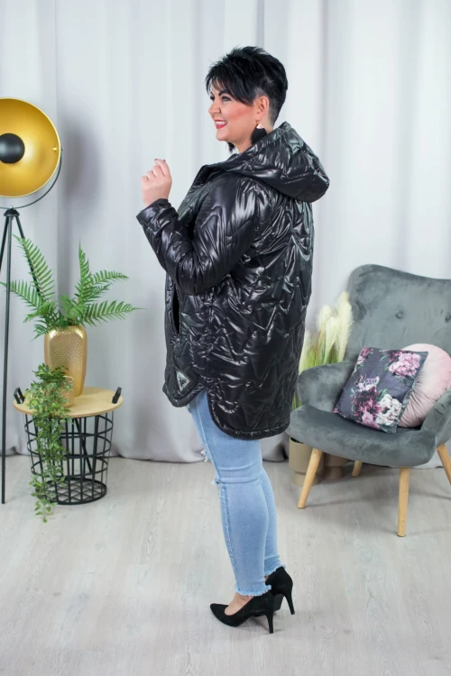 Wiosenna Kurtka pikowana ARIN czarna Plus Size 44-50