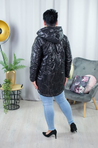 Wiosenna Kurtka pikowana ARIN czarna Plus Size 44-50