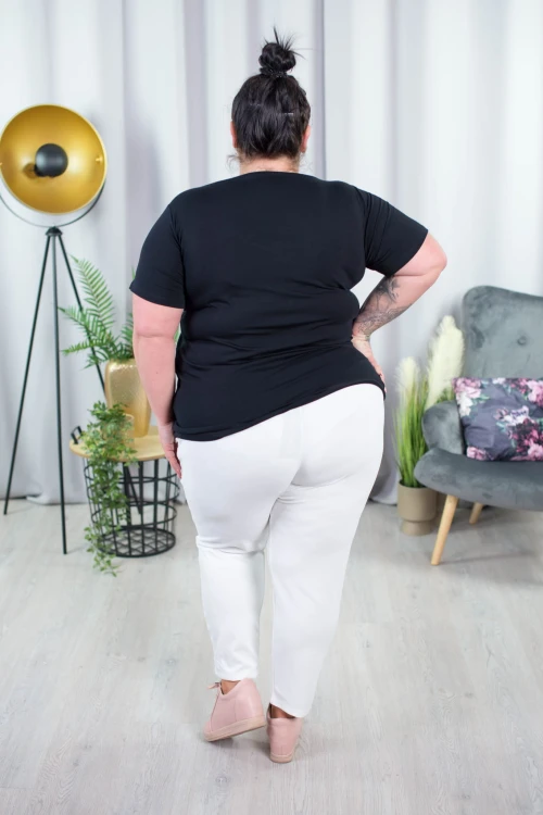 Spodnie materiałowe w gumę PORTI białe Plus Size 44-52