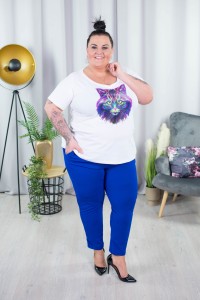 Spodnie materiałowe w gumę PORTI chaber Plus Size 44-52