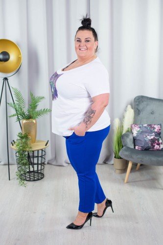 Spodnie materiałowe w gumę PORTI chaber Plus Size 44-52