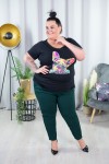 Spodnie materiałowe w gumę PORTI zielona butelka Plus Size 44-52