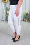 Spodnie 7/8 MIKSA Z LAMÓWKĄ białe Plus Size 42-58