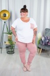 Biały T-Shirt z pudrową kieszonką MALIBU Plus Size 44-54