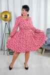 Sukienka wizytowa w kwiatuszki odcinana w talii LU wzór 3 Plus Size 44-52