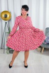 Sukienka wizytowa w kwiatuszki odcinana w talii LU wzór 3 Plus Size 44-52