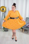 Sukienka wizytowa w kwiatki odcinana w talii LU wzór 5 Plus Size 44-52