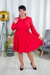 Sukienka wizytowa odcinana w talii LU czerwona Plus Size 44-52