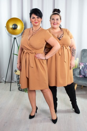 Sukienka camel plus size na wesele 44 46 48 50 52