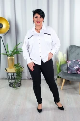 Taliowana Koszula DILEMA biała Plus Size 44-52