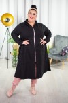 Długa Narzutka Płaszczyk dresowy FLEX czarny Plus Size 44-54