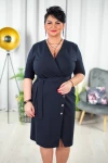 Wizytowa Sukienka z założeniem kopertowym i paskiem BASTIN granat Plus Size 44-52