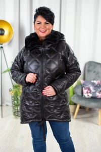 Zimowa Kurtka z futerkiem GALAXY czarna Plus Size 46/54