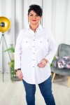 Długa Koszula z guzikami na plecach JOY biała wzorek Plus Size 44-52