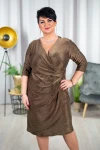 Kopertowa Sukienka z połyskującą nitką LUCKY złota Plus Size 44-52