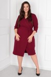 Wizytowa Sukienka z założeniem kopertowym i paskiem BRENDA bordo Plus Size 44-52