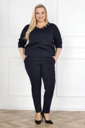 Spodnie dzianinowe WOMAN granatowe Plus Size 44-52