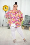 Bluzka Hiszpanka SOFIJA fioletowo-żółta Plus Size 44/52