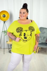 Bluzka z dłuższym tyłem TOY neon Plus Size 48/54