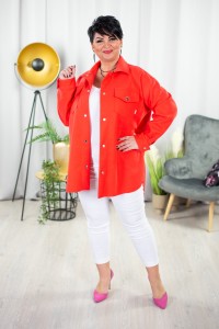 Płaszczyk wiosenny o kroju koszuli MARIKA pomarańcz Plus Size 42-50
