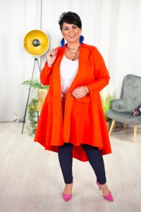 Płaszcz wiosenny DJON pomarańcz Plus Size 46-50