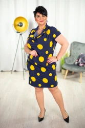 Sukienka ALIAH grochy żółte Plus Size 44-48