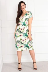 Sukienka z paseczkiem LOLA biała Plus Size 44-52