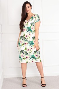 Sukienka z paseczkiem LOLA biała Plus Size 44-52