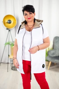 Bezrękawnik ETNA biały ze złotym Plus Size 44-50