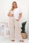 Lniane Spodnie LOREN beżowe Plus Size 44-52