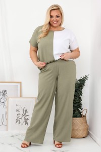 Lniane Spodnie LOREN khaki Plus Size 44-52