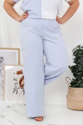 Lniane Spodnie LOREN błękitne Plus Size 44-52
