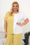 Lniana Bluzka LOREN musztardowa Plus Size 44-54