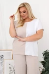 Lniana Bluzka LOREN beżowa Plus Size 44-54 