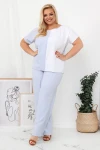 Lniana Bluzka LOREN błękitna Plus Size 44-54 