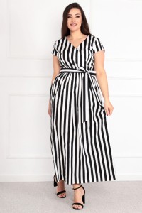 Sukienka NICOLE biało-czarna Plus Size 44-52