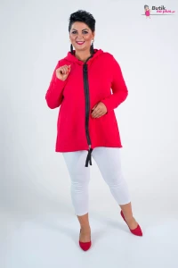 Bluza na suwak z kapturem LEJZI czerwona Plus Size 40/50